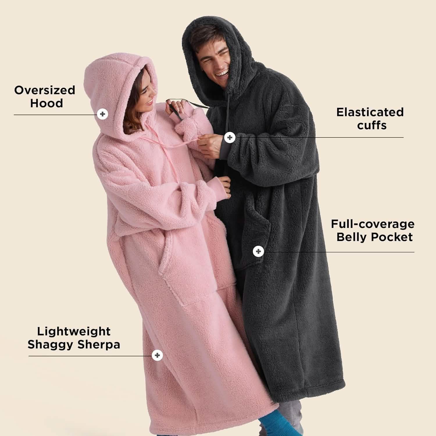 Ultra Soft Long Shaggy Sherpa Hooded Blanket