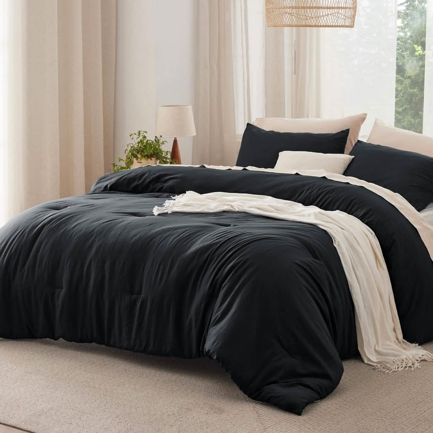 Prewashed Plain Comforter Set