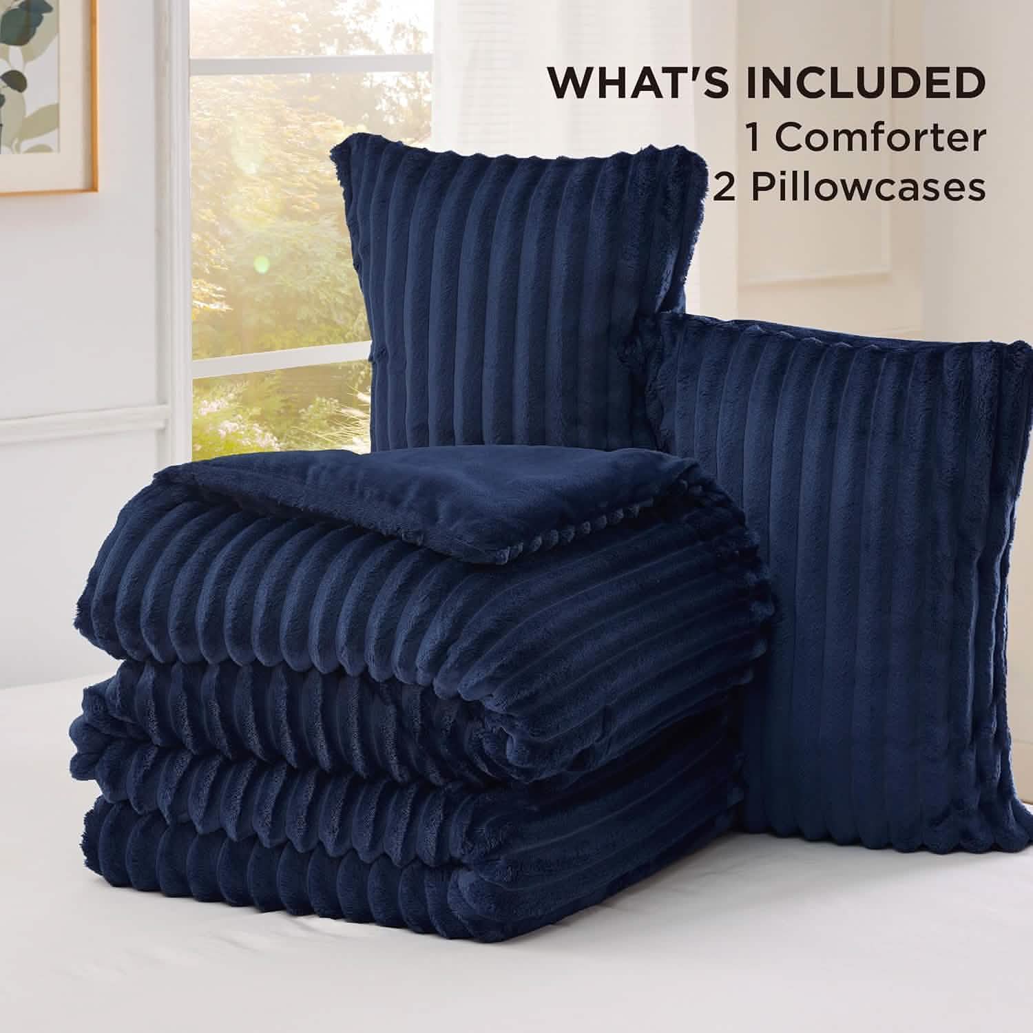 Striped Flannel Comforter Set