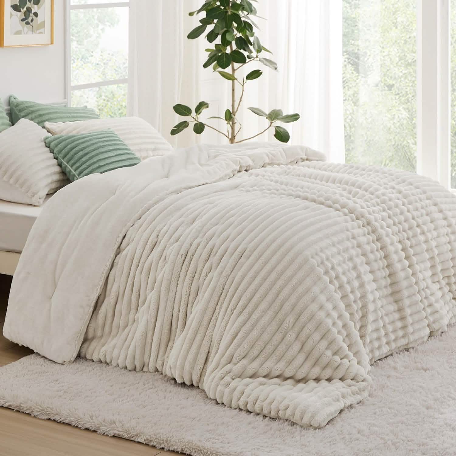 Striped Flannel Comforter Set