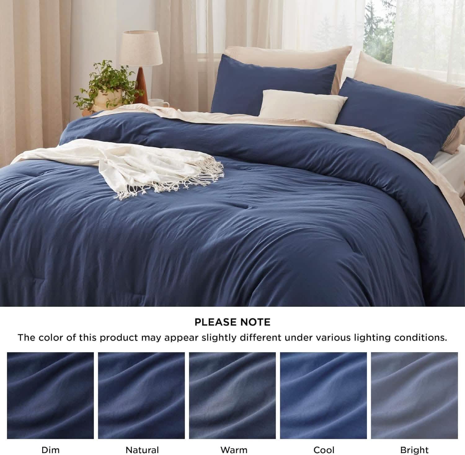 Prewashed Plain Comforter Set