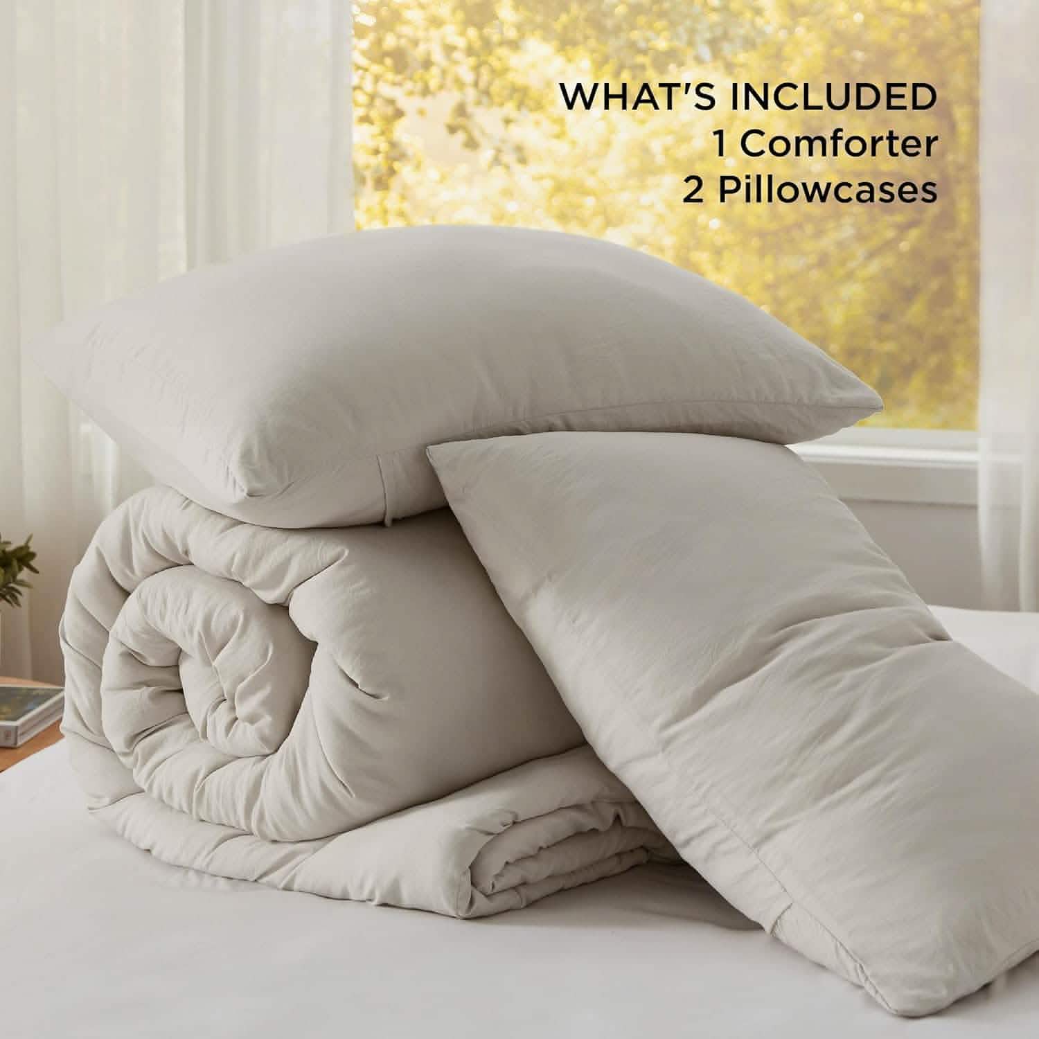 Prewashed Plain Comforter Set