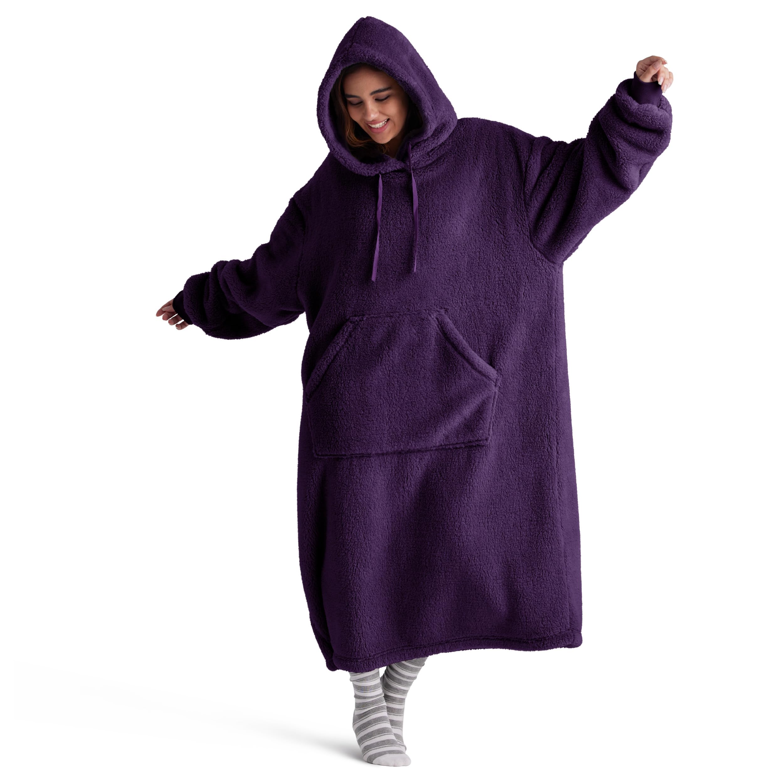 Ultra Soft Long Shaggy Sherpa Hooded Blanket