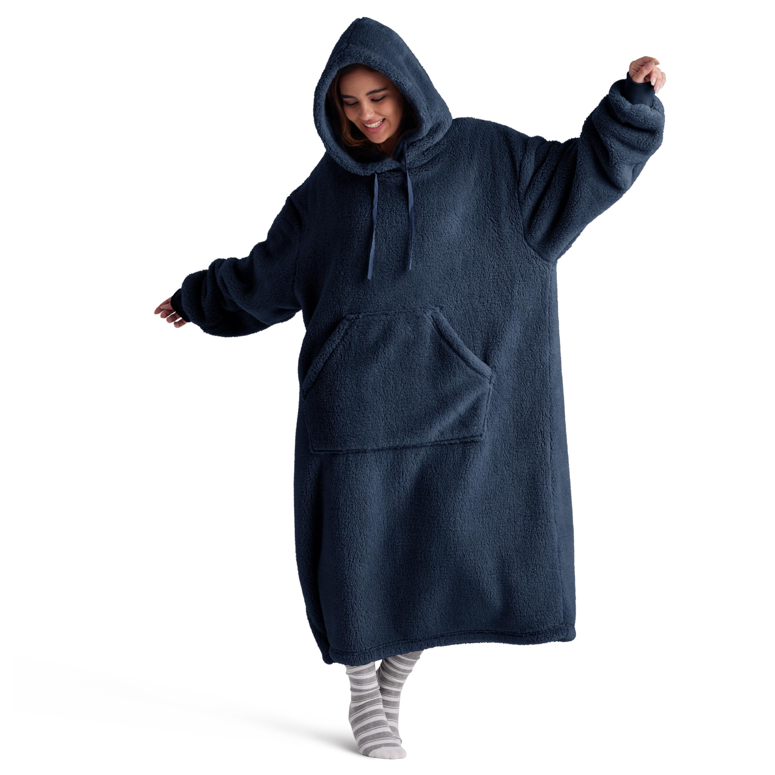 Ultra Soft Long Shaggy Sherpa Hooded Blanket