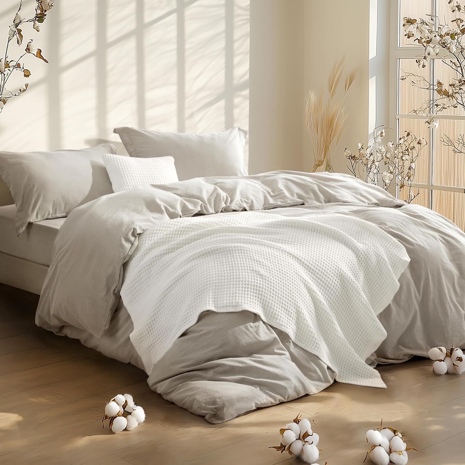 GentleSoft™ 5 Piece Cotton Waffle Weave Bed-in-a-bag