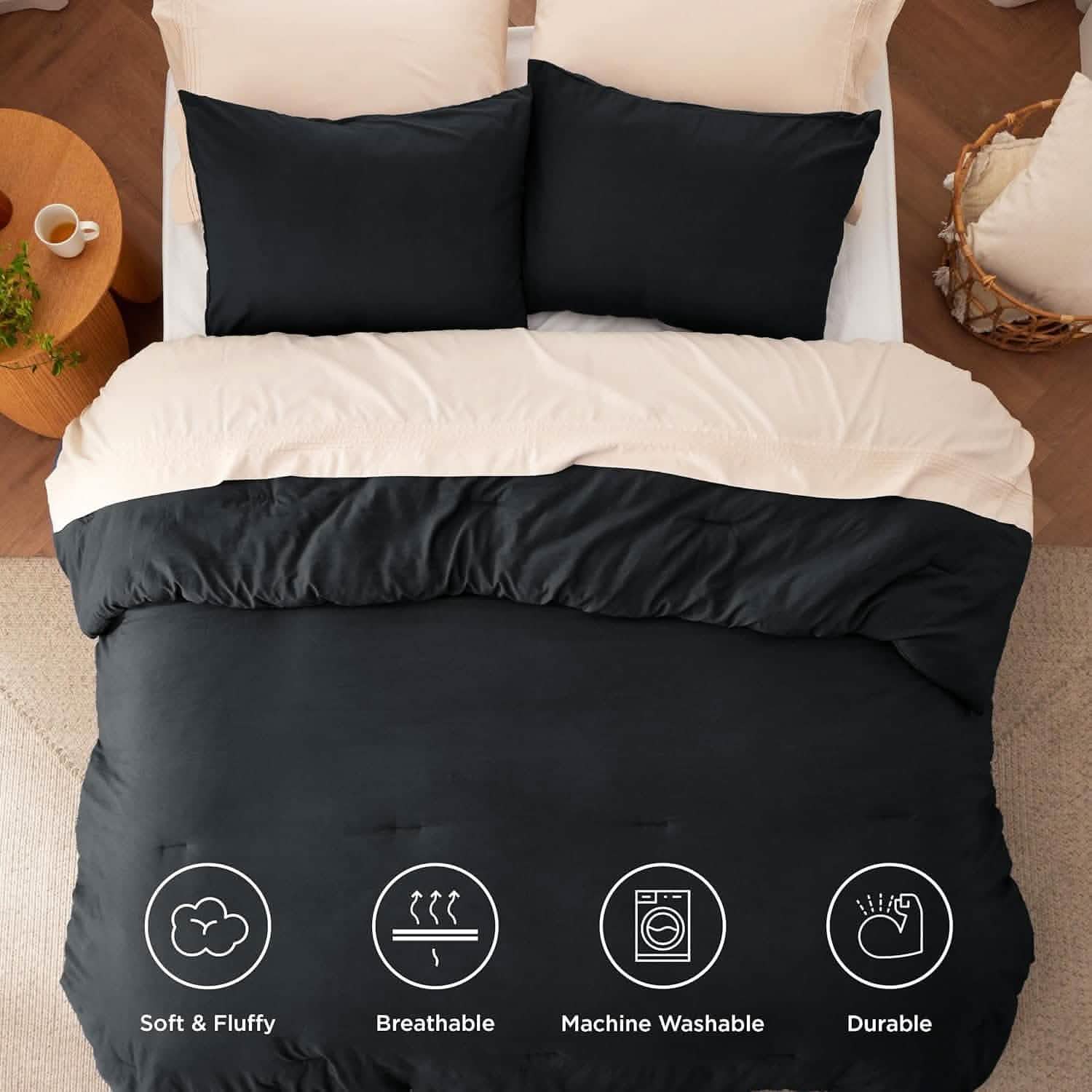 Prewashed Plain Comforter Set