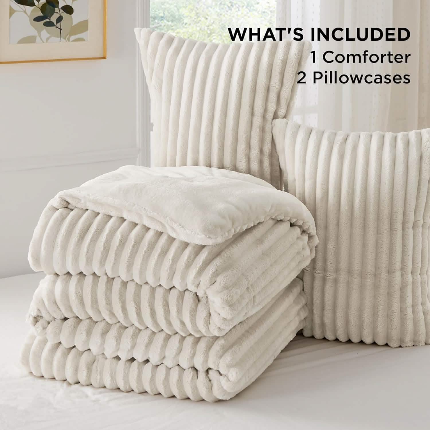 Striped Flannel Comforter Set