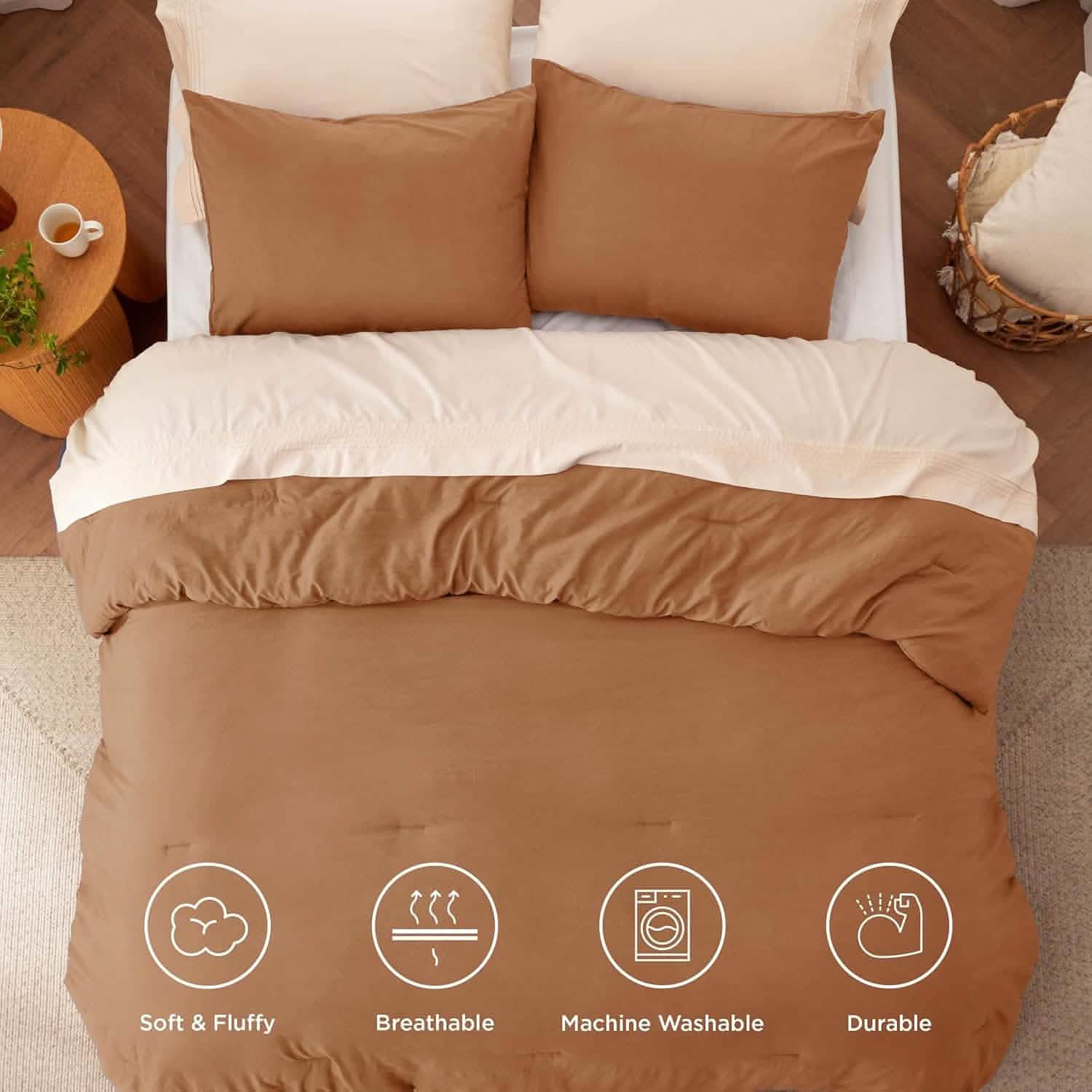 Prewashed Plain Comforter Set