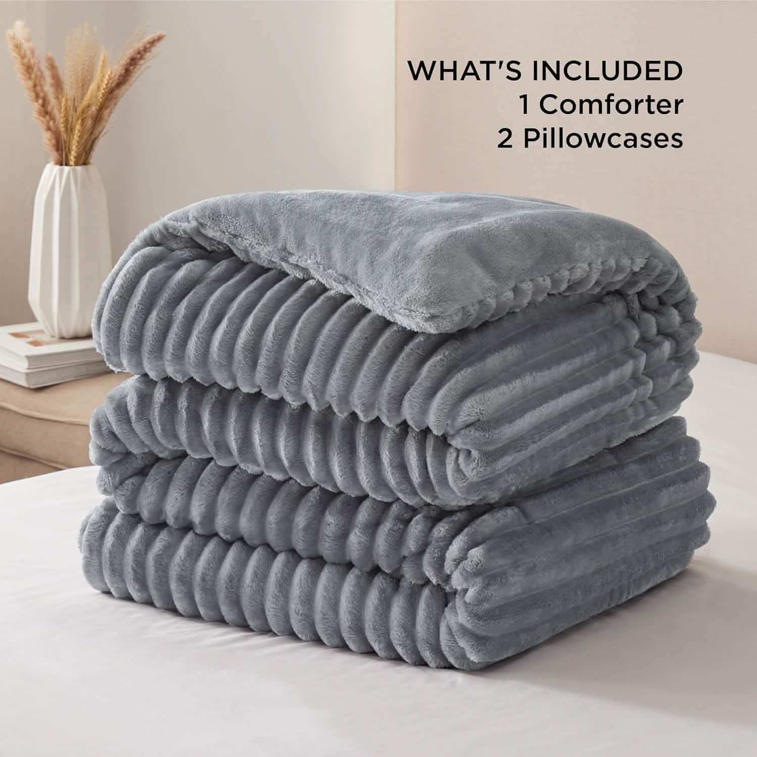 Striped Flannel Comforter Set