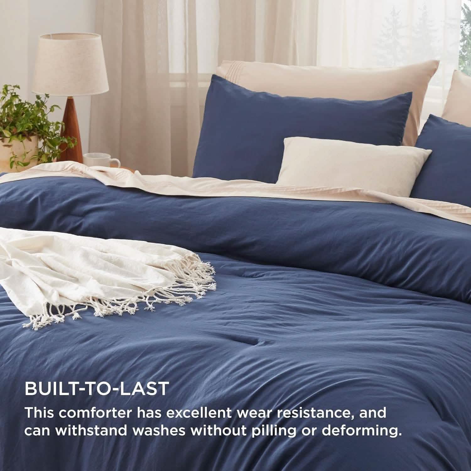 Prewashed Plain Comforter Set