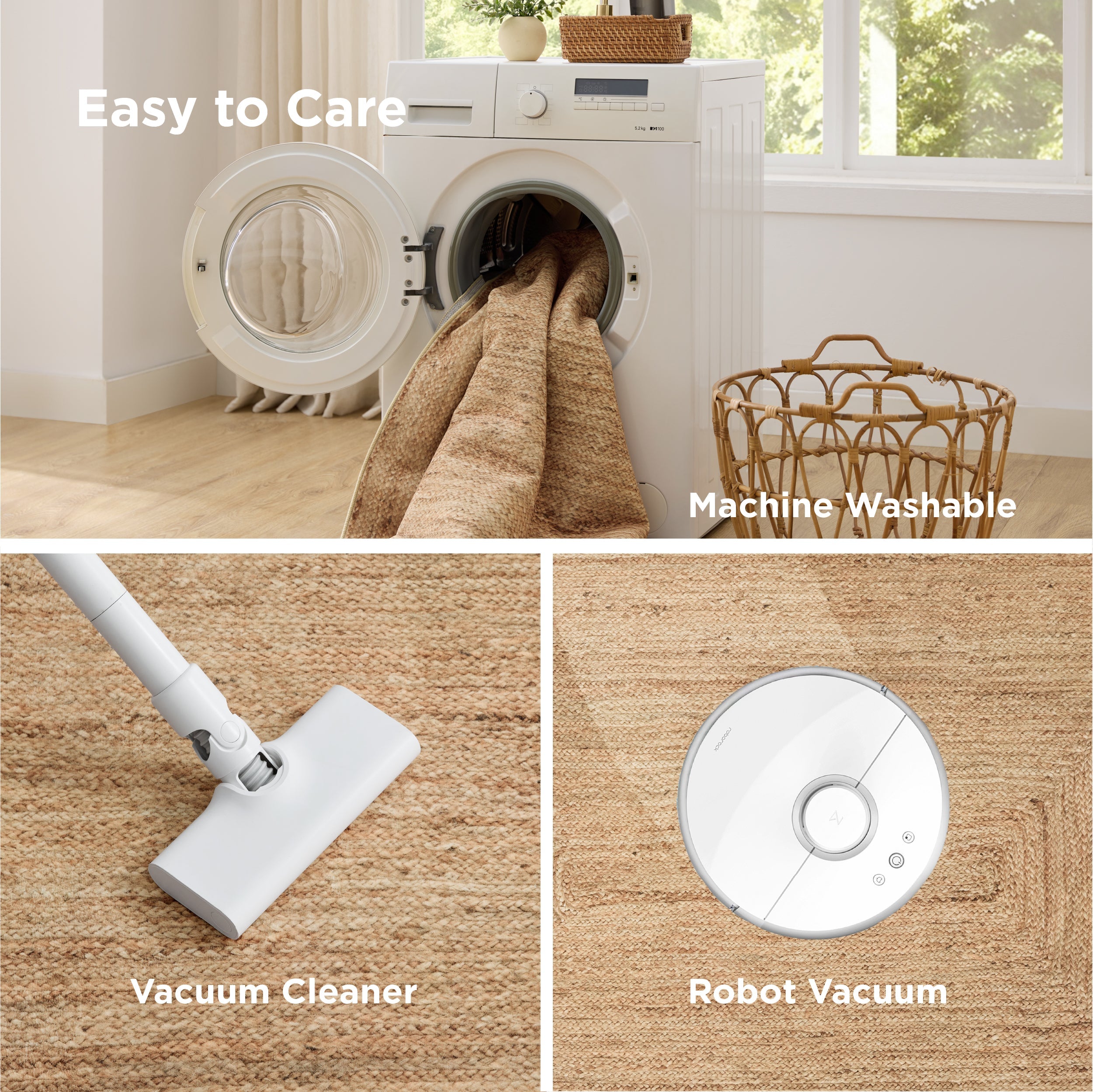 Faux Cashmere Jute-Look Area Rug