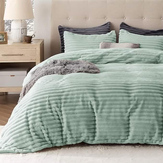 GentleSoft™ Striped Flannel Duvet Cover Set