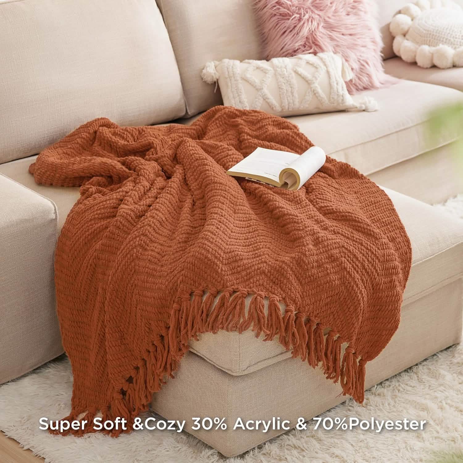 Versatile Knit Woven Chenille Blanket