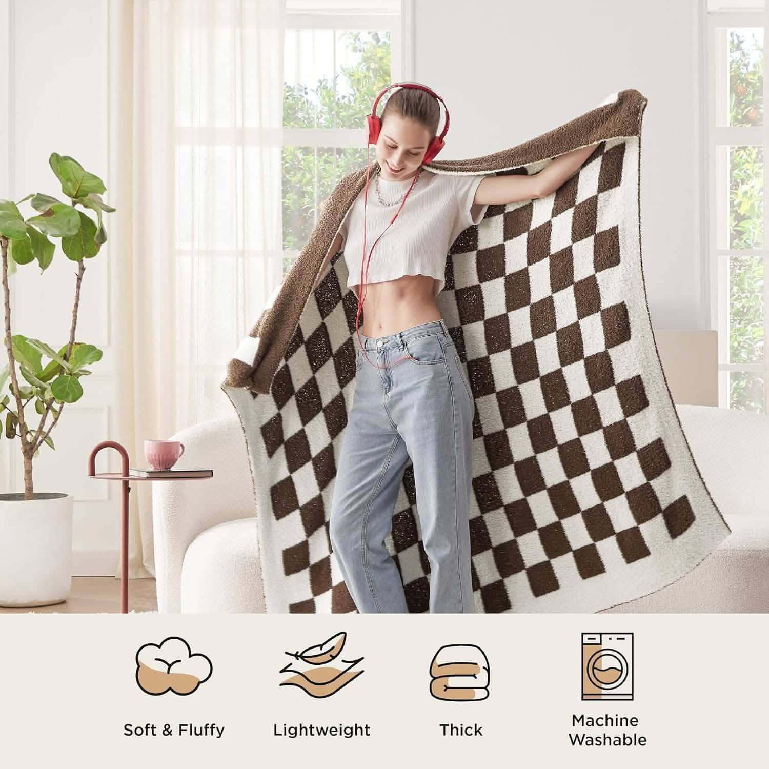Super Soft Reversible Checkerboard Blanket