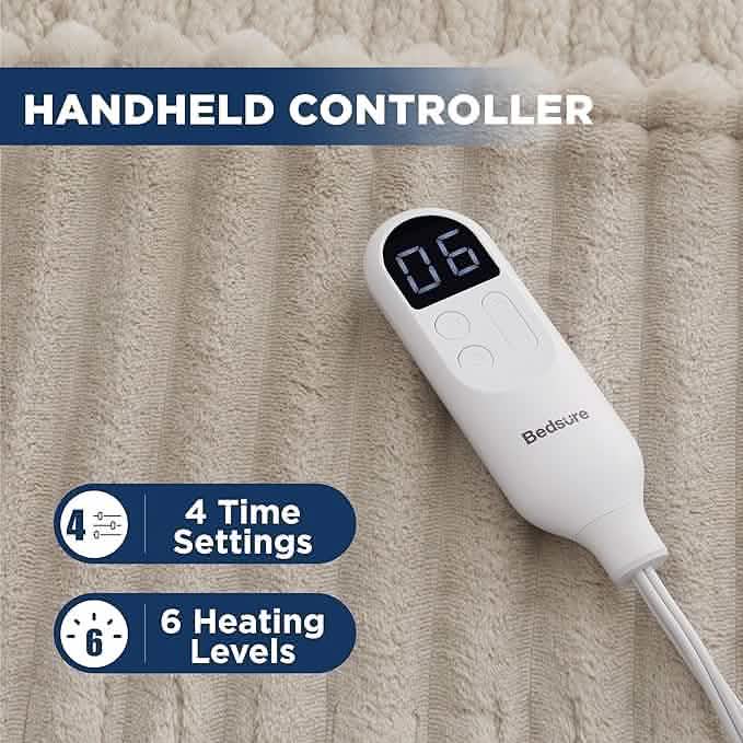 Striped Flannel Heated Blanket