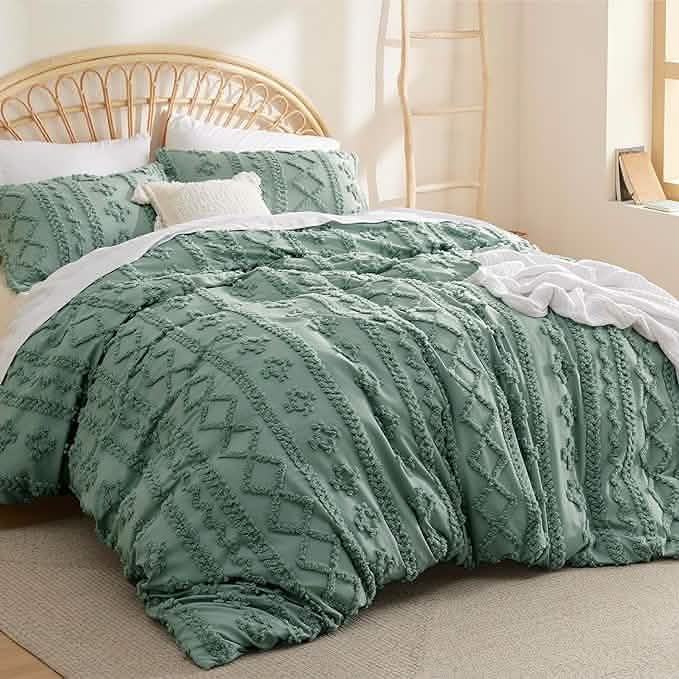 Boho Tufted Embroidery Duvet Cover Set
