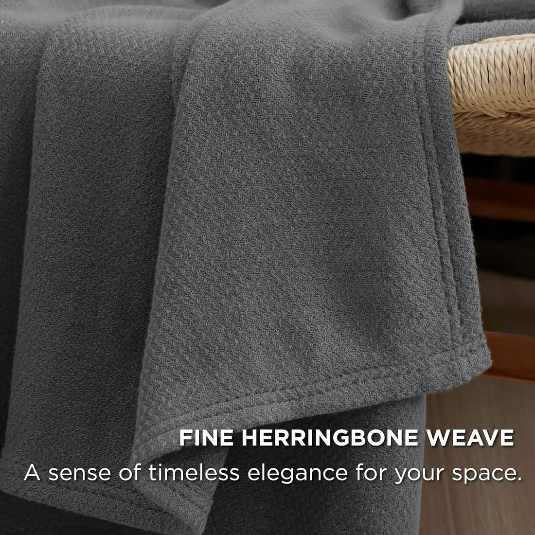 GentleSoft™ 100% Cotton Herringbone Woven Blanket