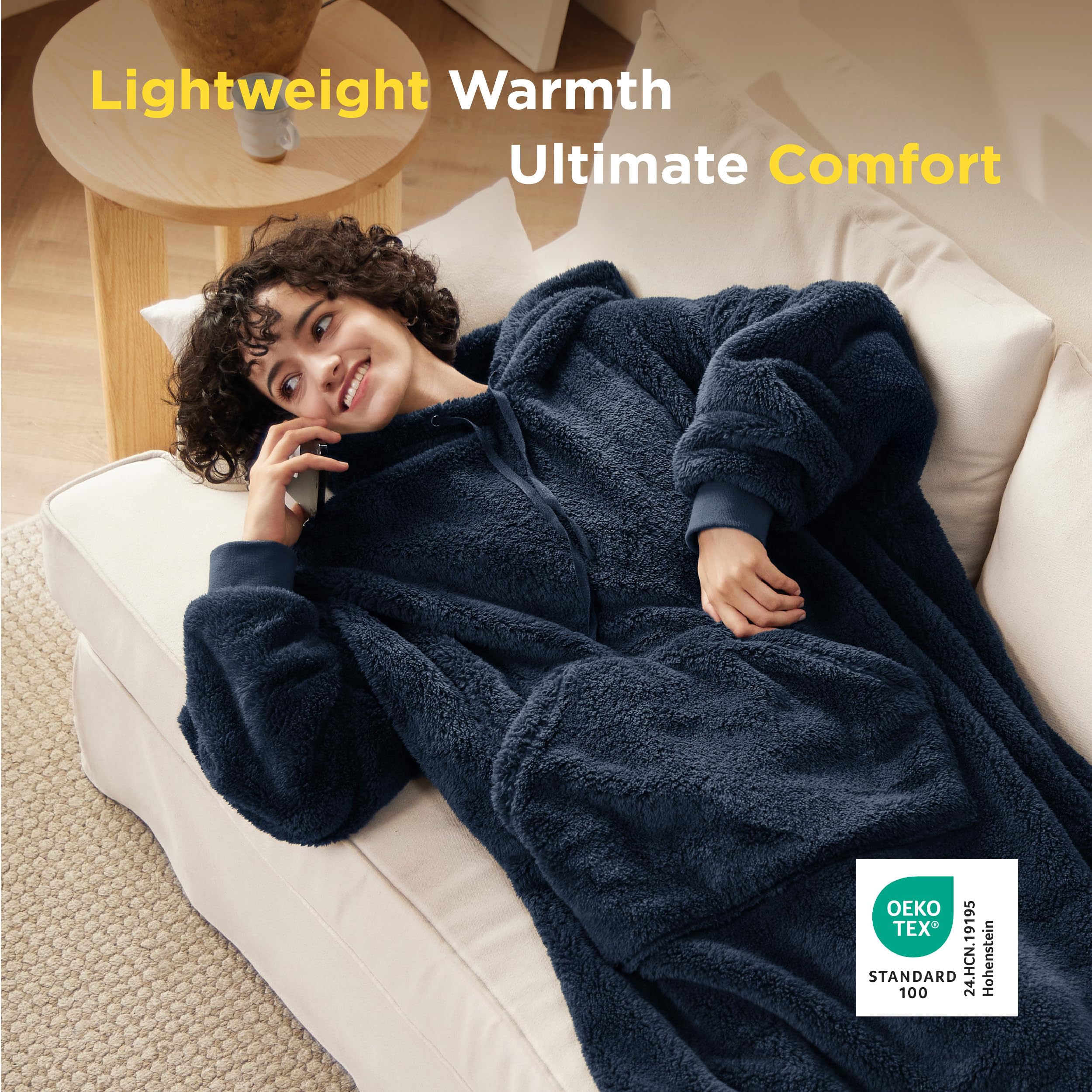 Ultra Soft Long Shaggy Sherpa Hooded Blanket