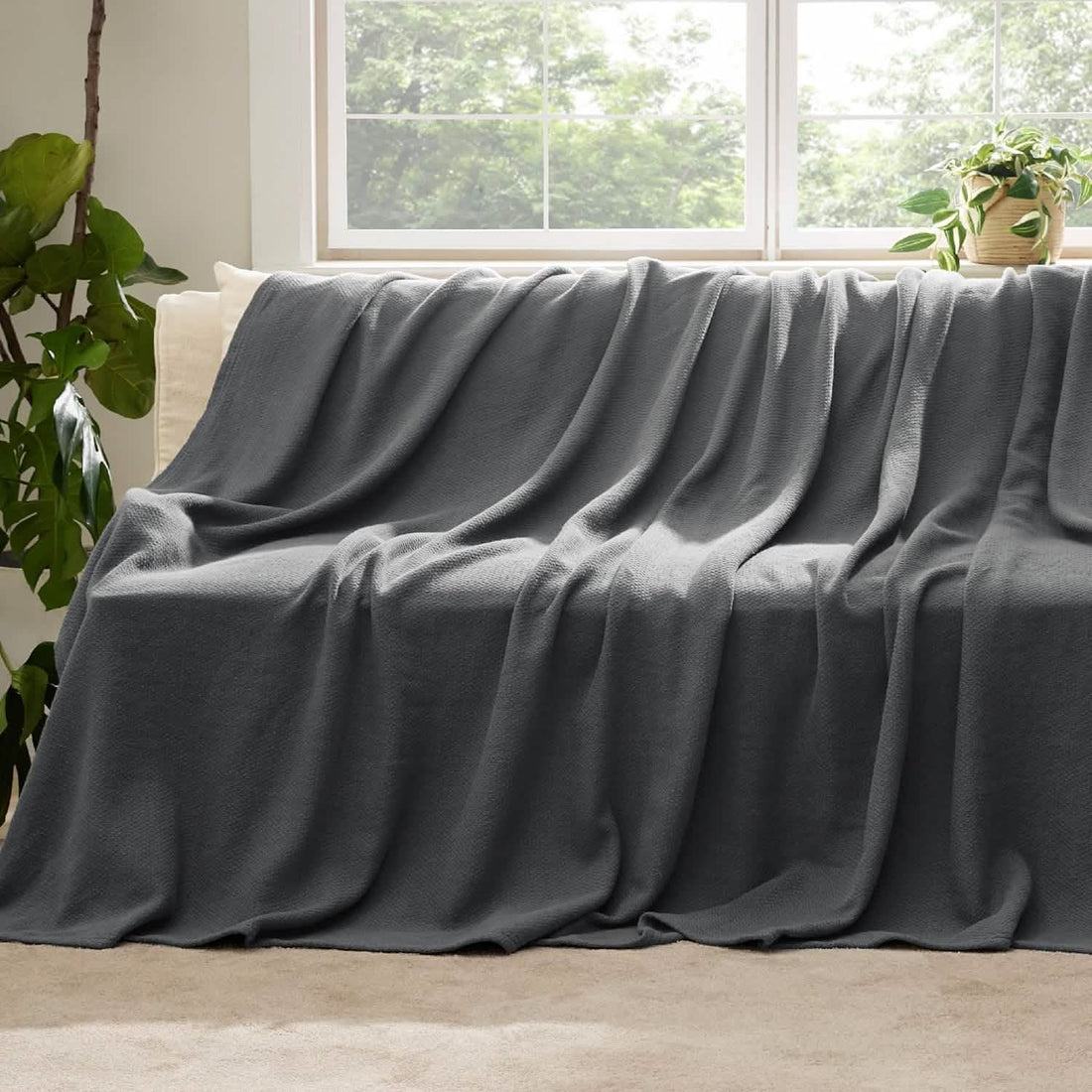 GentleSoft™ 100% Cotton Herringbone Woven Blanket