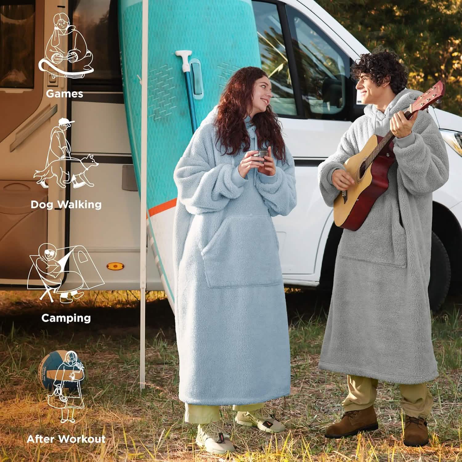 Ultra Soft Long Shaggy Sherpa Hooded Blanket