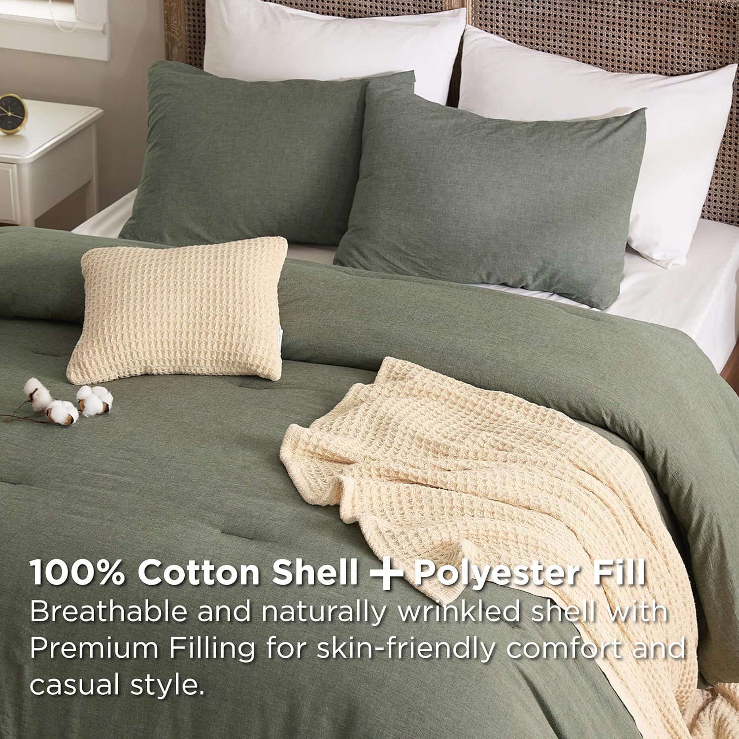 5 Piece Cotton Waffle Weave Bed-in-a-bag