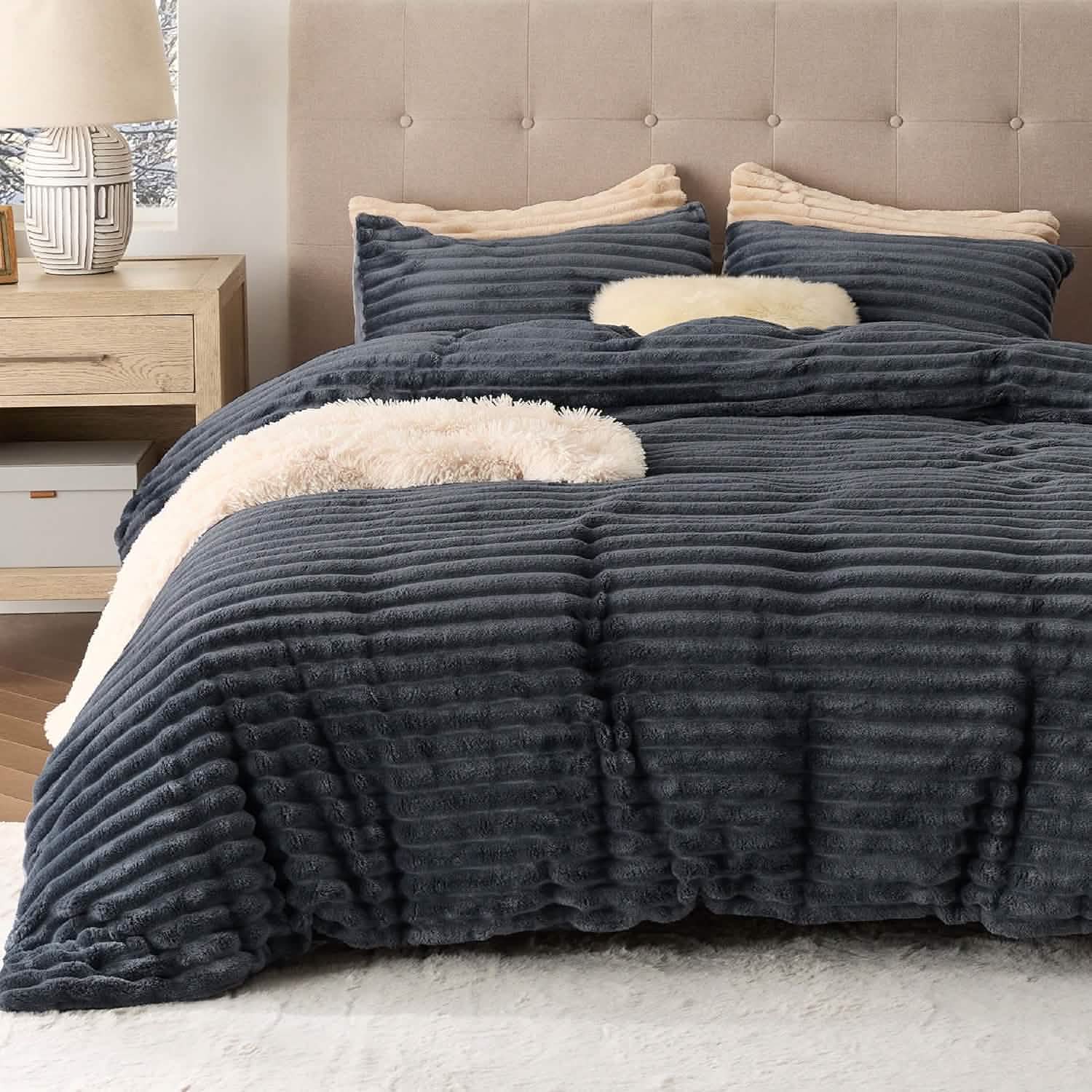 GentleSoft™ Striped Flannel Duvet Cover Set