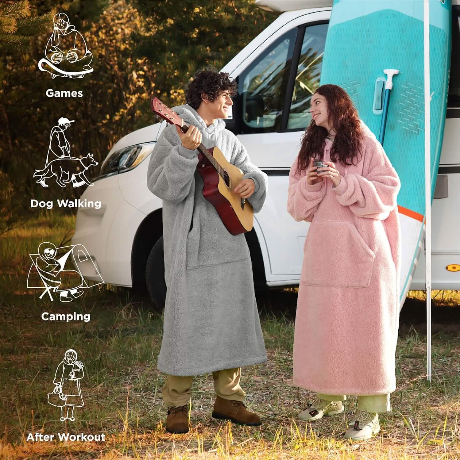 Ultra Soft Long Shaggy Sherpa Hooded Blanket