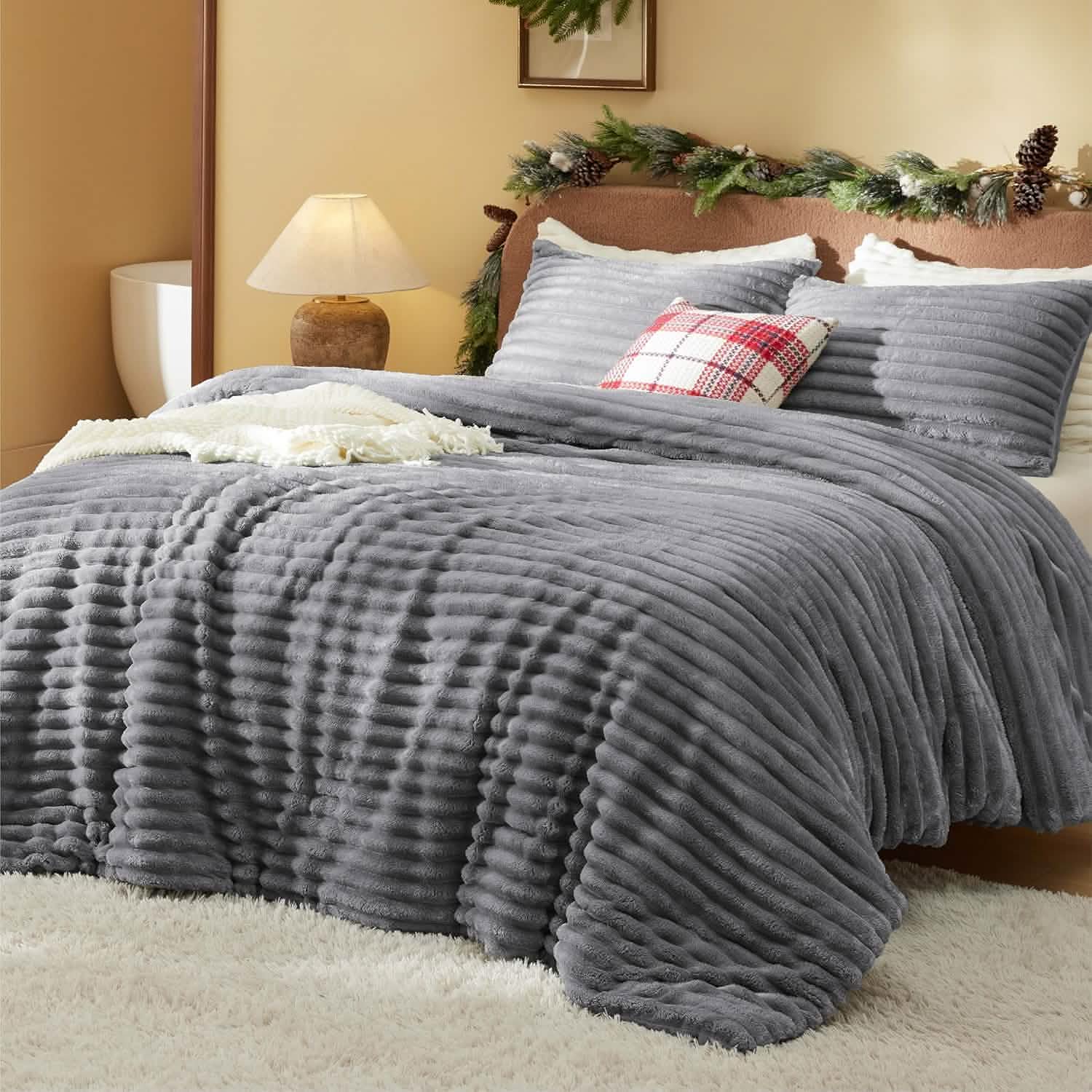 Striped Flannel Comforter Set