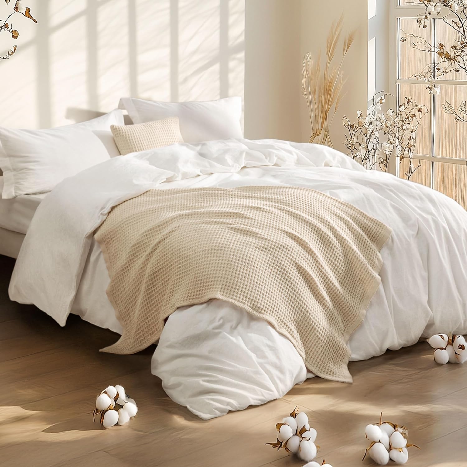GentleSoft™ 5 Piece Cotton Waffle Weave Bed-in-a-bag