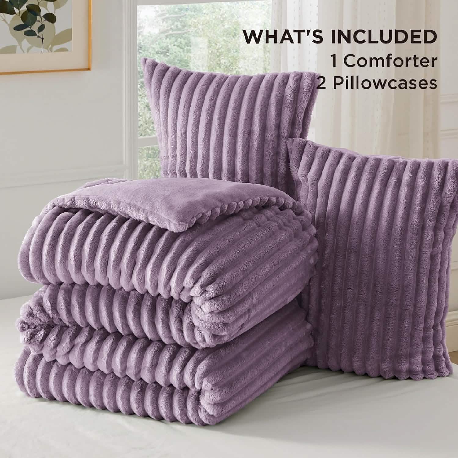 Striped Flannel Comforter Set