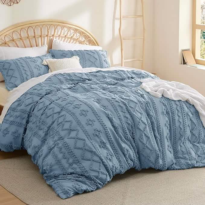 Boho Tufted Embroidery Duvet Cover Set