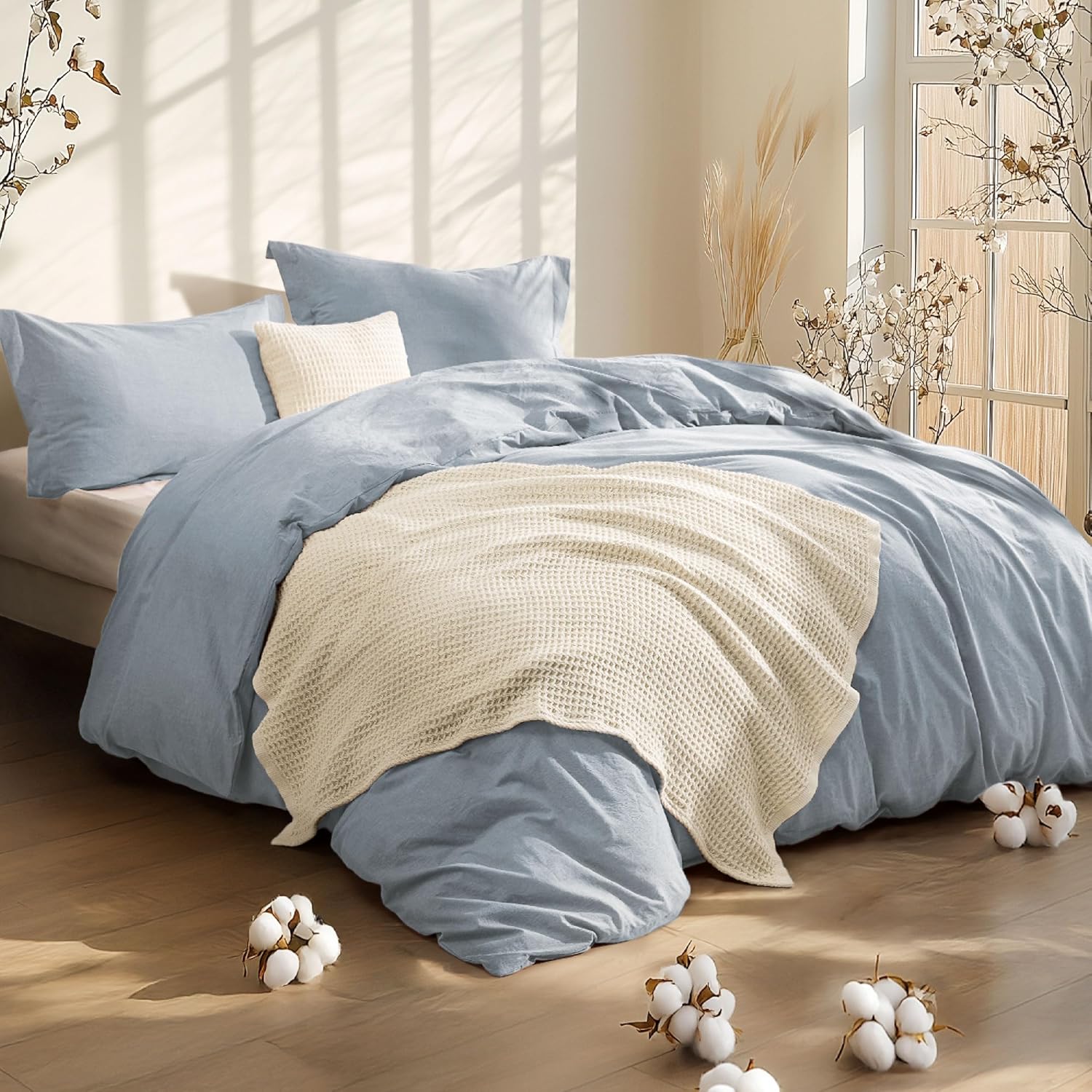 GentleSoft™ 5 Piece Cotton Waffle Weave Bed-in-a-bag