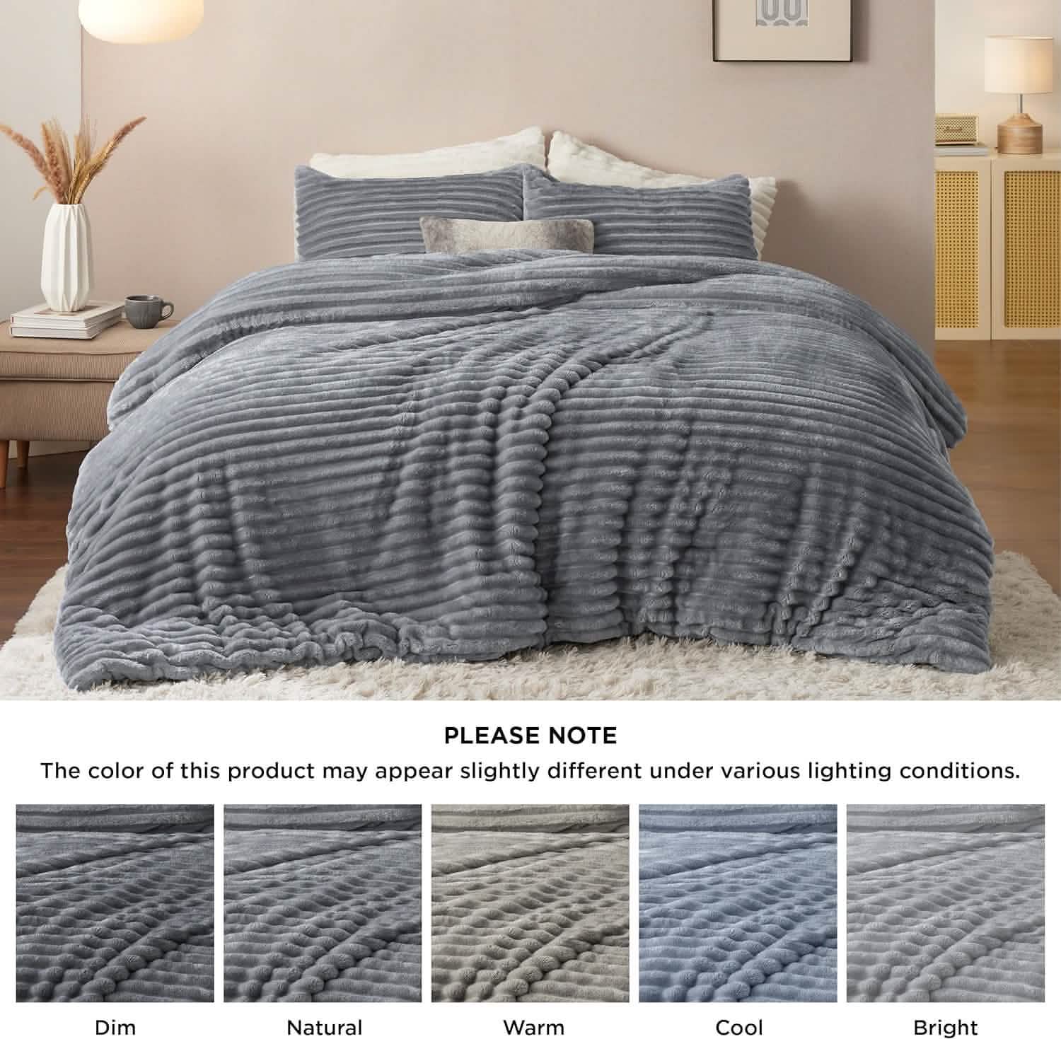 Striped Flannel Comforter Set