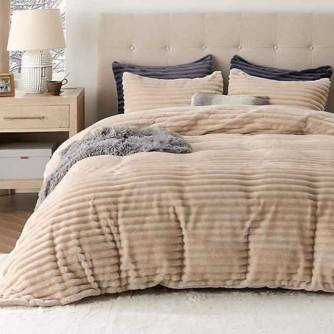 GentleSoft™ Striped Flannel Duvet Cover Set
