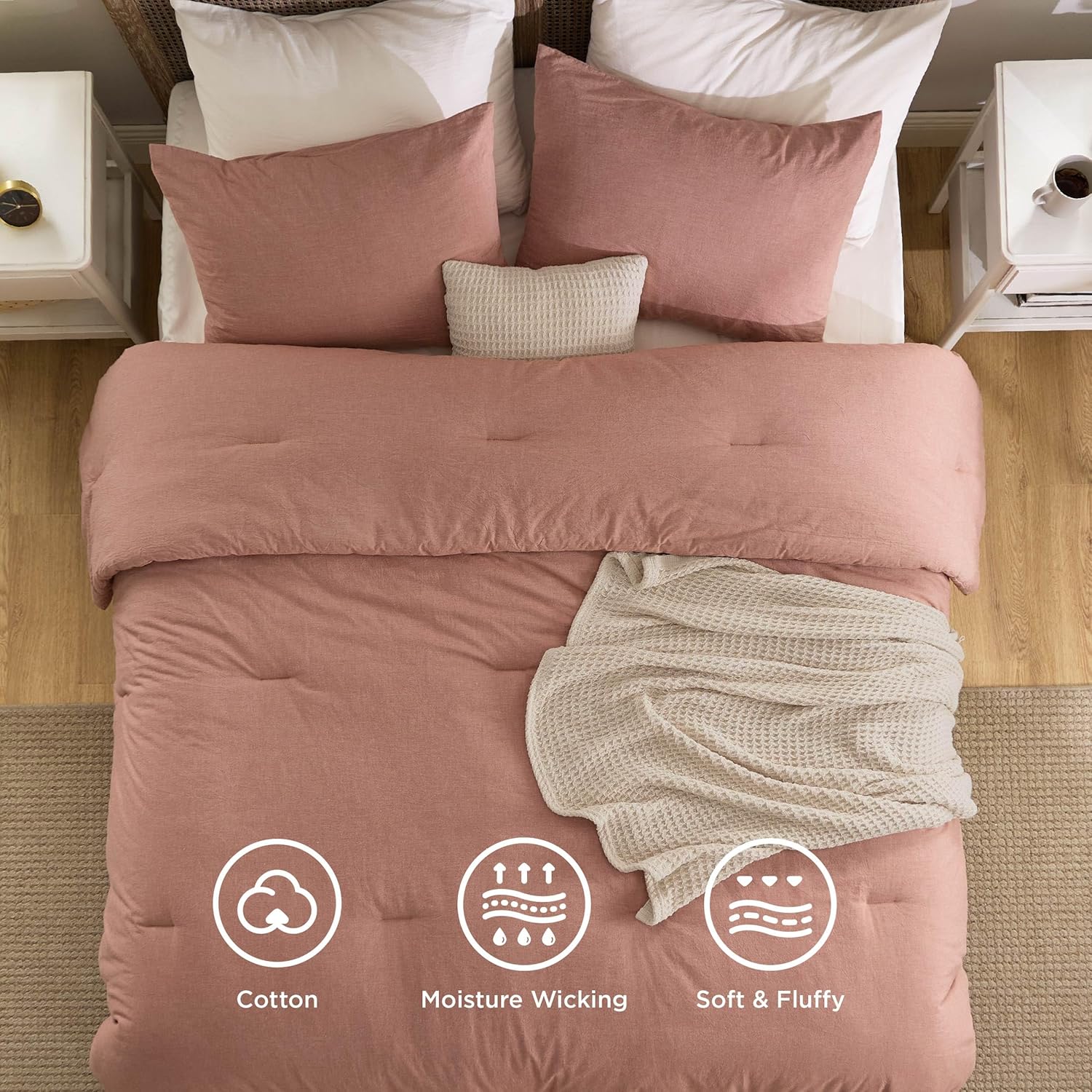 5 Piece Cotton Waffle Weave Bed-in-a-bag