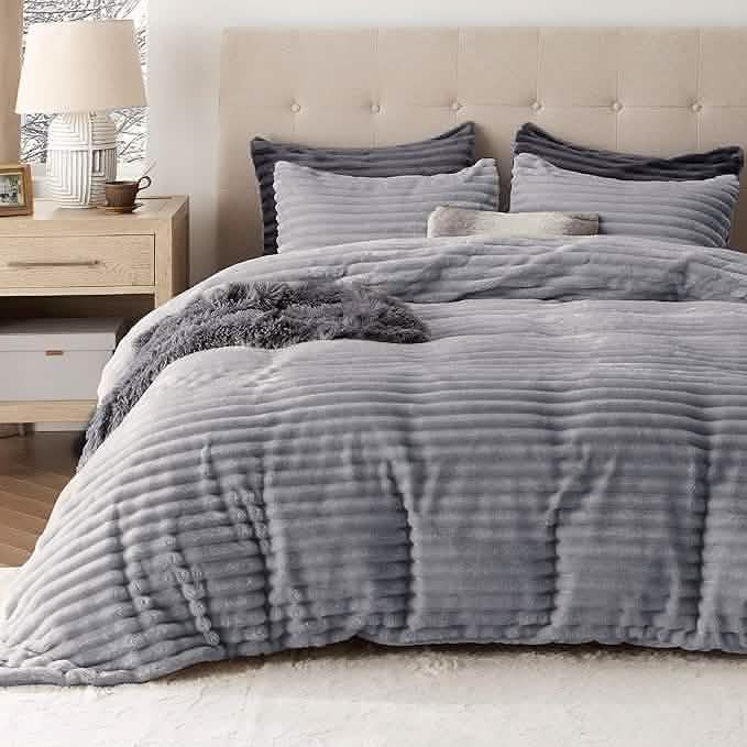 GentleSoft™ Striped Flannel Duvet Cover Set