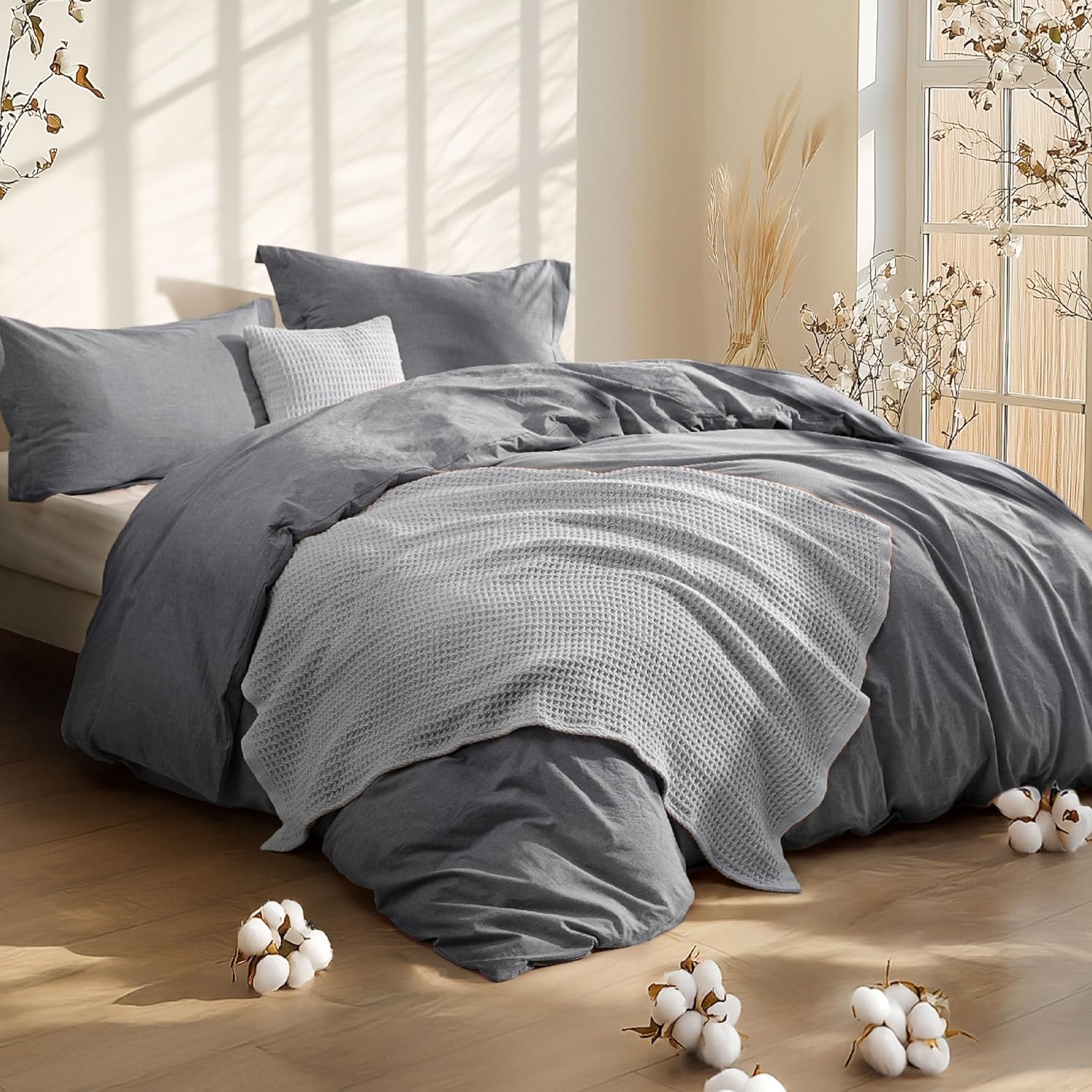 GentleSoft™ 5 Piece Cotton Waffle Weave Bed-in-a-bag