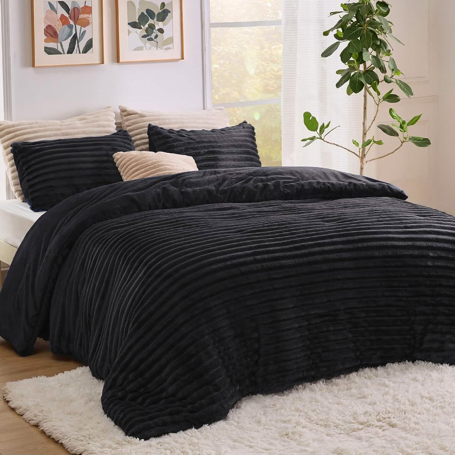 Striped Flannel Comforter Set