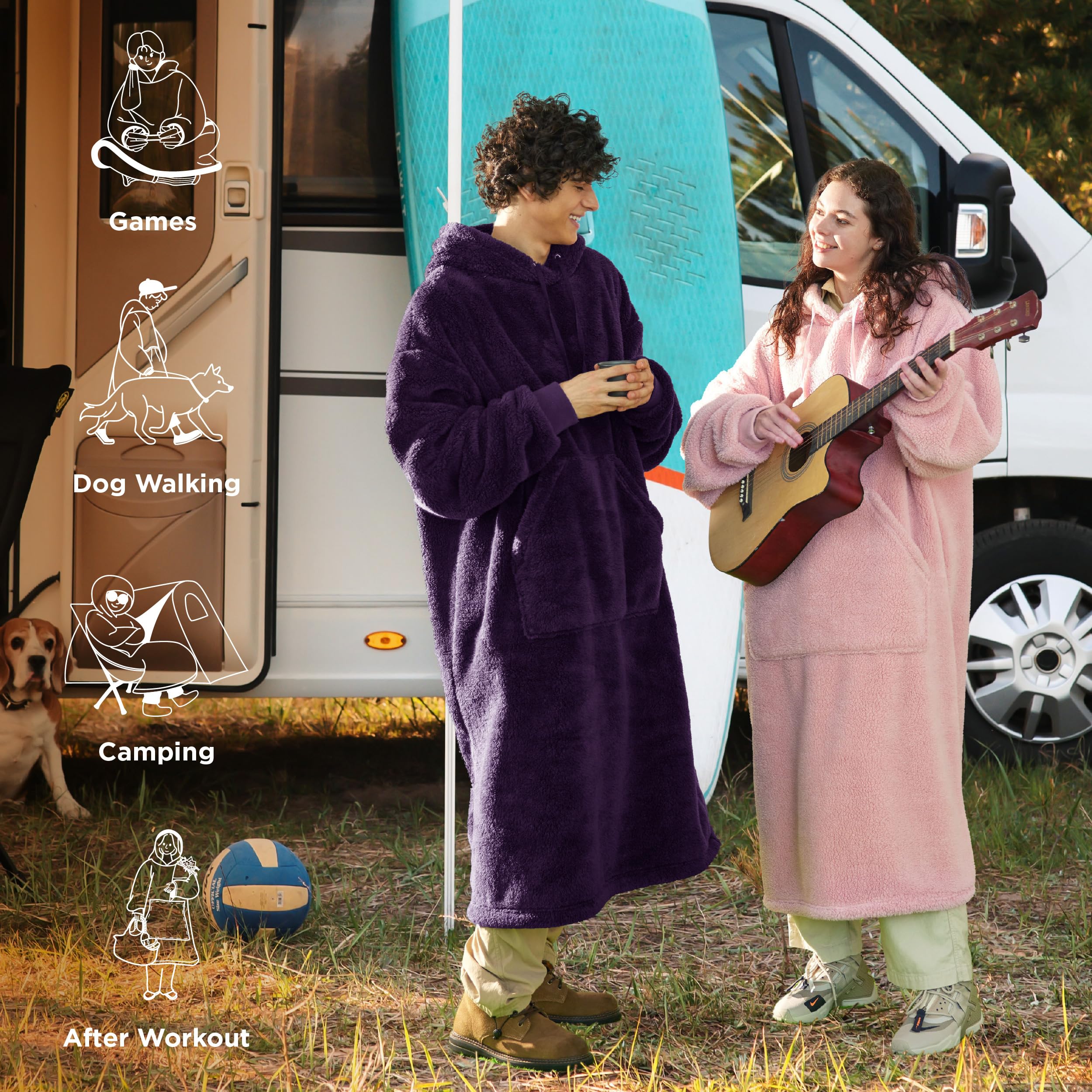 Ultra Soft Long Shaggy Sherpa Hooded Blanket