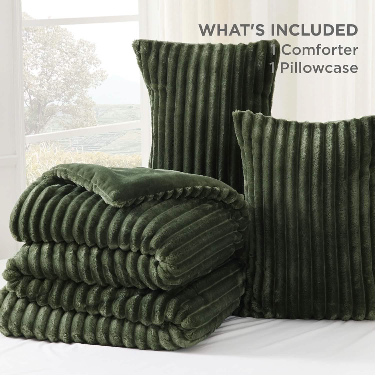 Striped Flannel Comforter Set