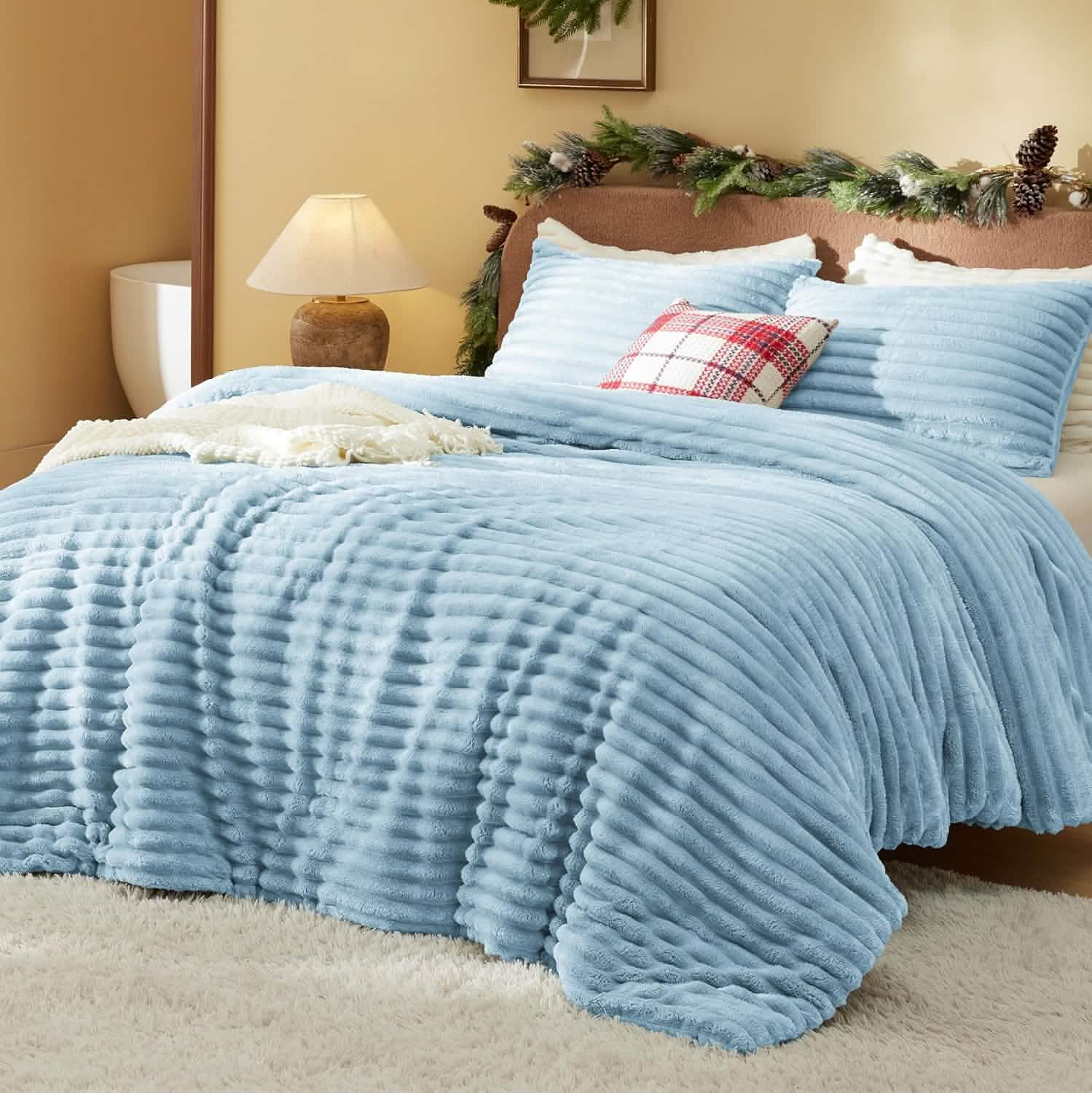 Striped Flannel Comforter Set