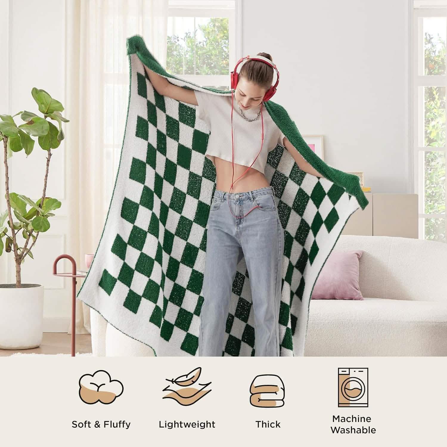 Super Soft Reversible Checkerboard Blanket