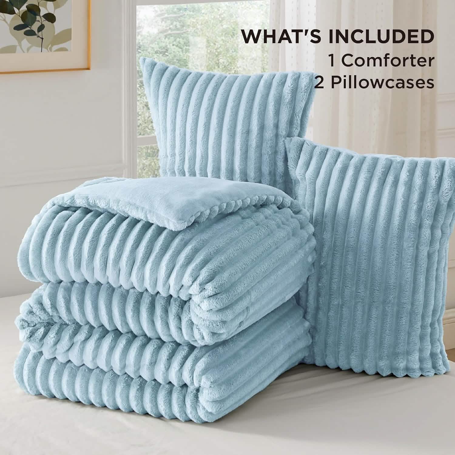 Striped Flannel Comforter Set