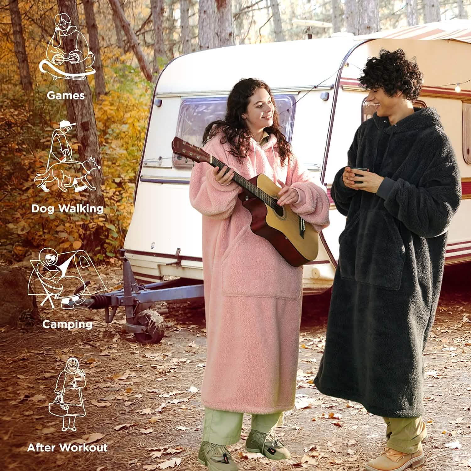 Ultra Soft Long Shaggy Sherpa Hooded Blanket