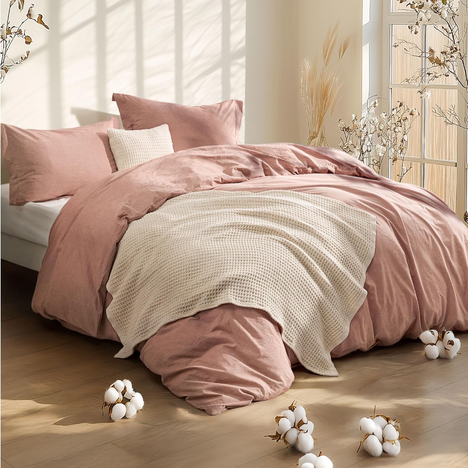GentleSoft™ 5 Piece Cotton Waffle Weave Bed-in-a-bag