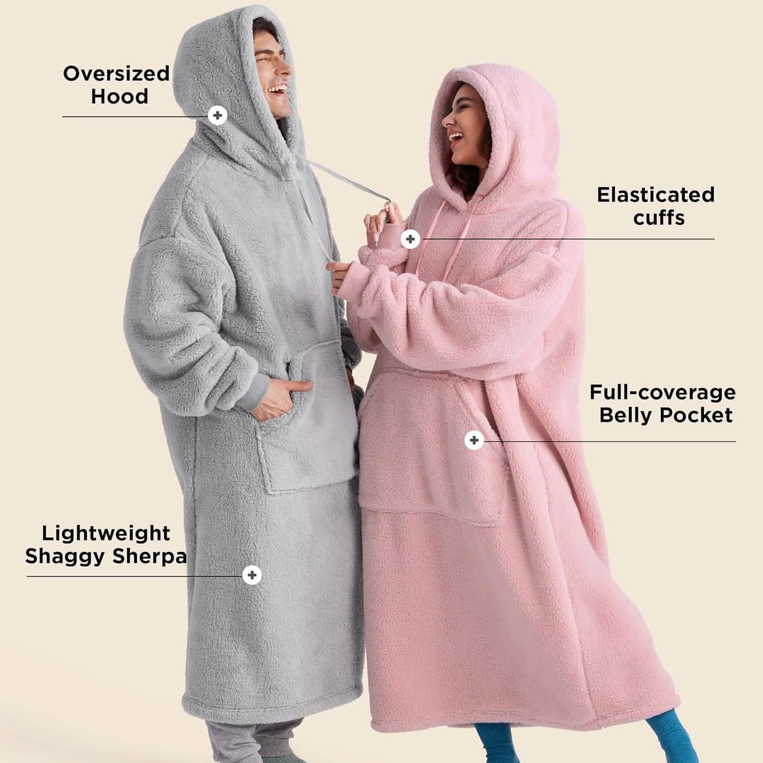 Ultra Soft Long Shaggy Sherpa Hooded Blanket