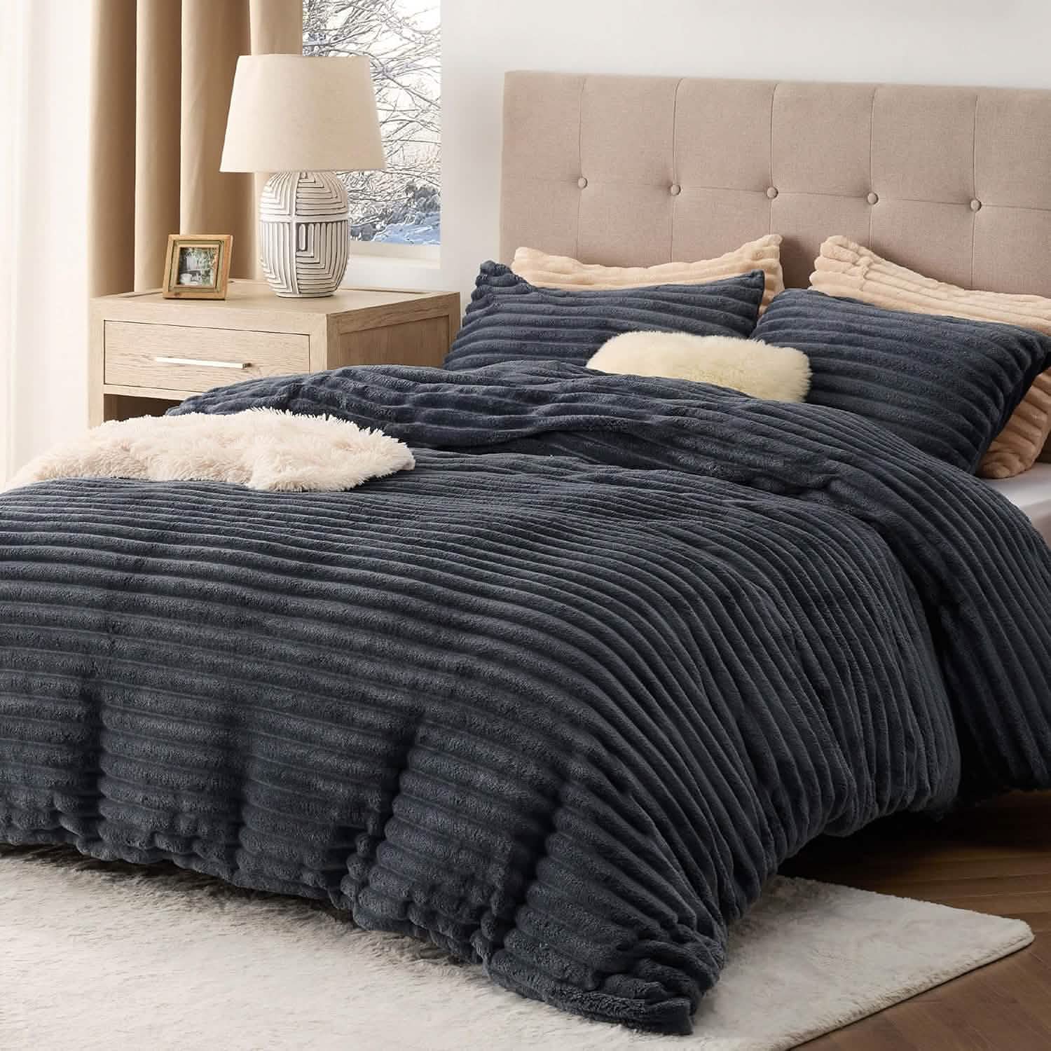 Striped Flannel Duvet Cover Set