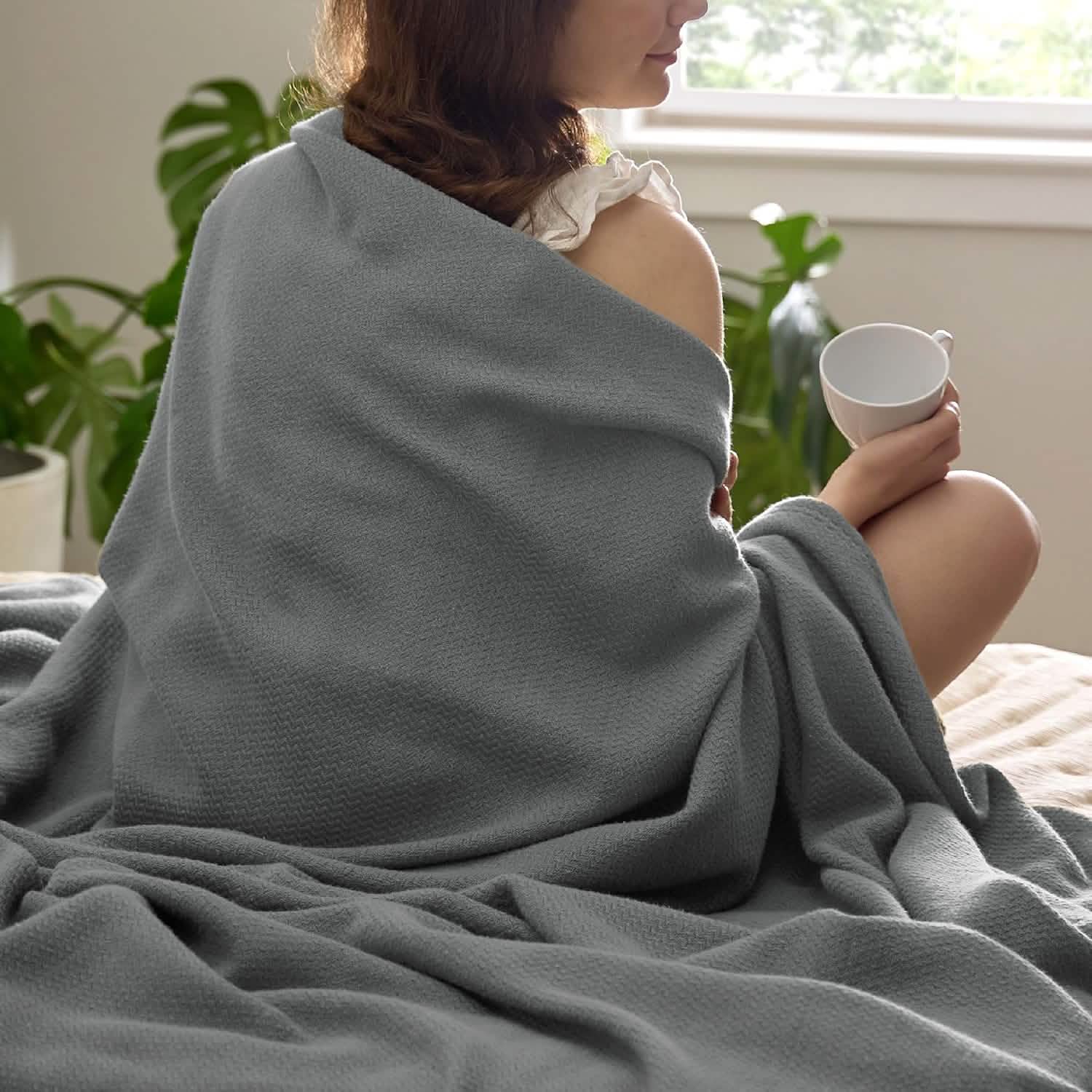 GentleSoft® 100% Cotton Herringbone Woven Blanket