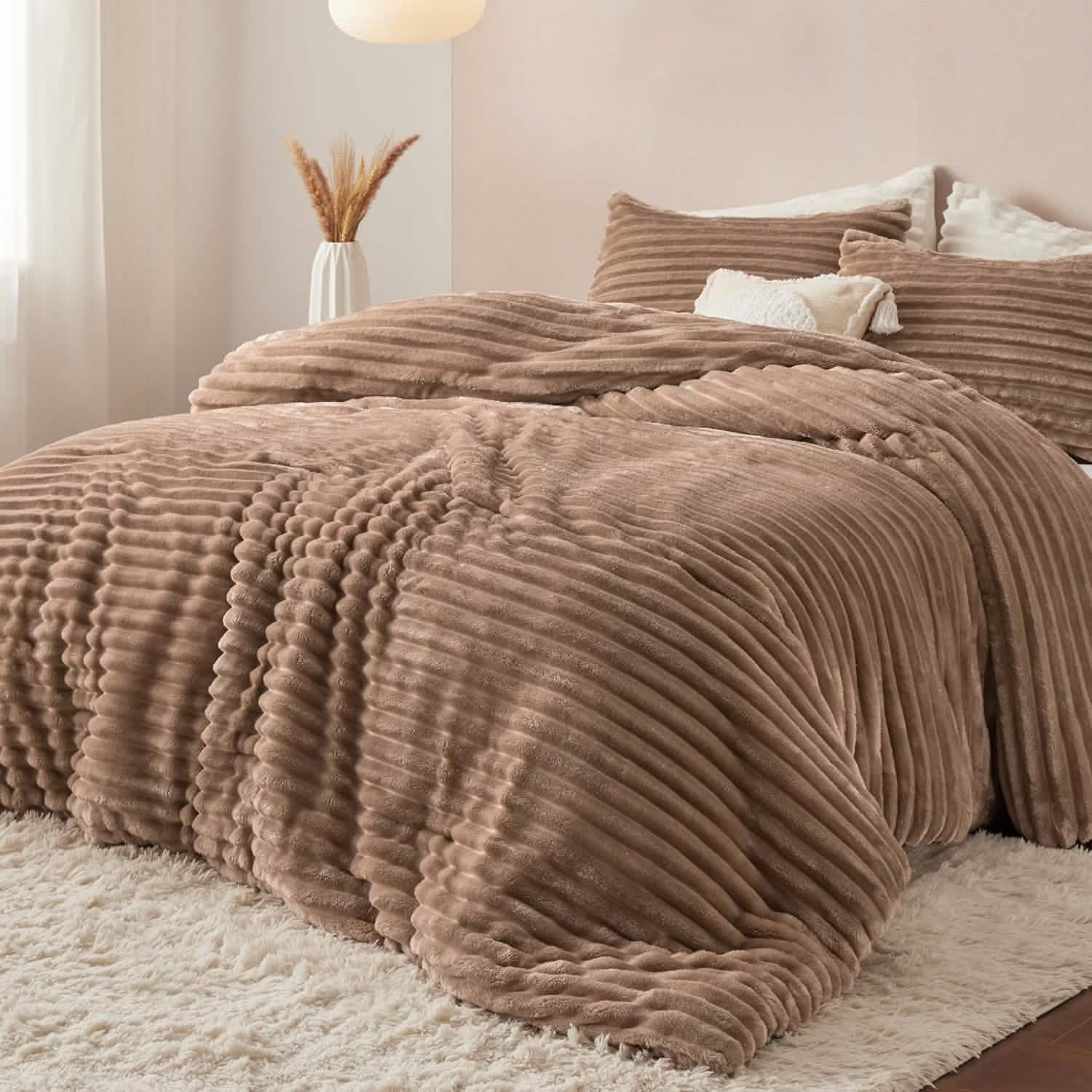 Striped Flannel Comforter Set