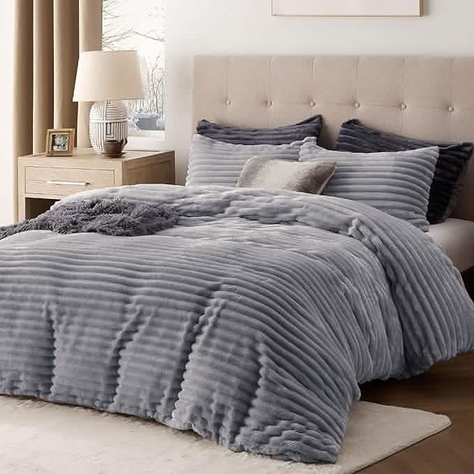 Striped Flannel Duvet Cover Set